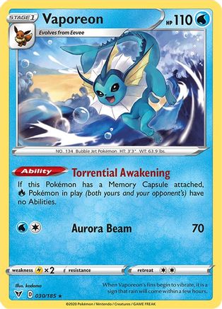Vaporeon (030/185) [SWSH04 Vivid Voltage] - Rare