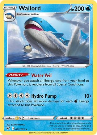 Wailord (032/185) [SWSH04 Vivid Voltage] Reverse Holofoil - Holo Rare