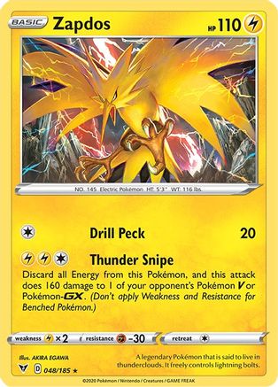 Zapdos (048/185) [SWSH04 Vivid Voltage] Holofoil - Holo Rare