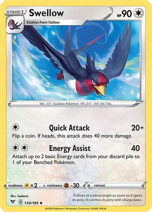 Swellow (134/185) [SWSH04 Vivid Voltage] - Uncommon