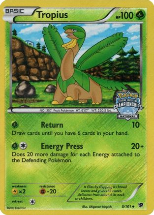 Tropius (National Championships) [Staff] (5/101) [League & Championship Cards] Reverse Holofoil - Promo