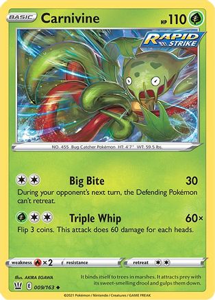 Carnivine (009/163) [SWSH05 Battle Styles] Reverse Holofoil - Uncommon