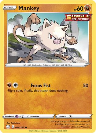Mankey (066/163) [SWSH05 Battle Styles] Reverse Holofoil - Common