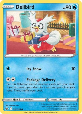 Delibird (032/198) [SWSH06 Chilling Reign] Reverse Holofoil - Common