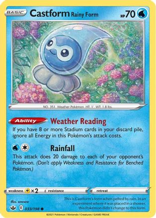 Castform Rainy Form (033/198) [SWSH06 Chilling Reign] Reverse Holofoil - Common