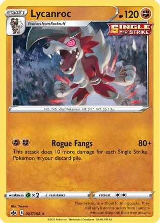 Lycanroc (087/198) [SWSH06 Chilling Reign] Reverse Holofoil - Holo Rare