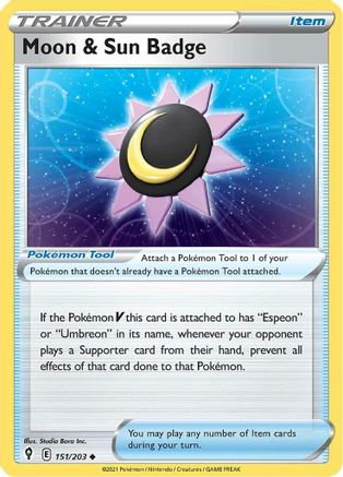 Moon & Sun Badge (151/203) [SWSH07 Evolving Skies] - Uncommon