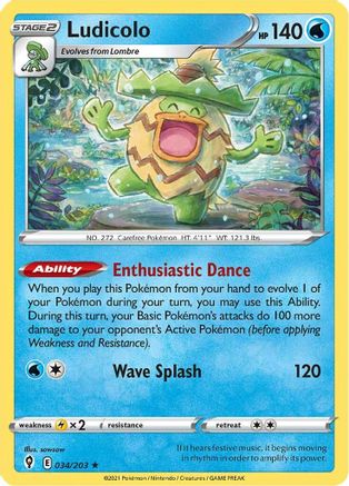 Ludicolo (034/203) [SWSH07 Evolving Skies] Holofoil - Holo Rare