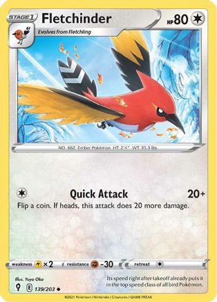 Fletchinder (139/203) [SWSH07 Evolving Skies] Reverse Holofoil - Uncommon