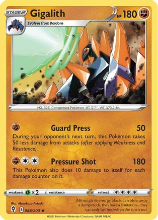 Gigalith (088/203) [SWSH07 Evolving Skies] - Rare
