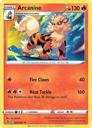 Arcanine (033/264) [SWSH08 Fusion Strike] Reverse Holofoil - Rare