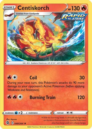 Centiskorch (048/264) [SWSH08 Fusion Strike] Reverse Holofoil - Rare