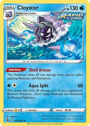 Cloyster (051/264) [SWSH08 Fusion Strike] Reverse Holofoil - Rare