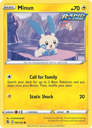 Minun (090/264) [SWSH08 Fusion Strike] Reverse Holofoil - Common
