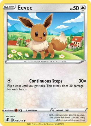 Eevee (205/264) [SWSH08 Fusion Strike] Reverse Holofoil - Common