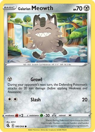 Galarian Meowth (180/264) [SWSH08 Fusion Strike] Reverse Holofoil - Common