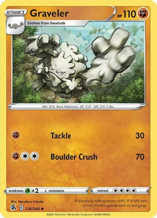 Graveler (136/264) [SWSH08 Fusion Strike] Reverse Holofoil - Uncommon