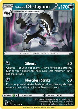 Galarian Obstagoon (161/264) [SWSH08 Fusion Strike] Reverse Holofoil - Holo Rare