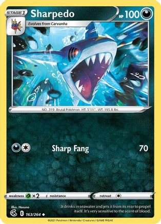 Sharpedo (163/264) [SWSH08 Fusion Strike] Reverse Holofoil - Uncommon