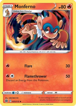 Monferno (025/172) [SWSH09 Brilliant Stars] Reverse Holofoil - Uncommon