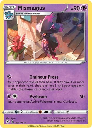 Mismagius (059/189) [SWSH10 Astral Radiance] Reverse Holofoil - Rare
