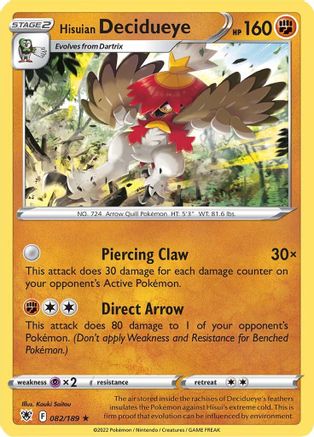 Hisuian Decidueye (082/189) [SWSH10 Astral Radiance] Holofoil - Holo Rare