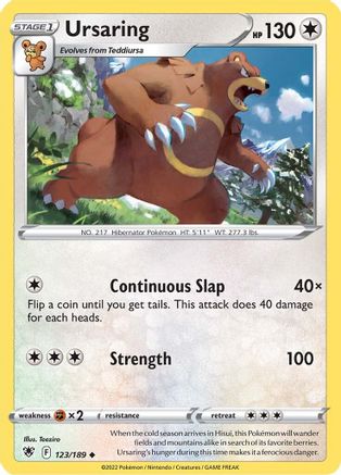 Ursaring (123/189) [SWSH10 Astral Radiance] Reverse Holofoil - Uncommon
