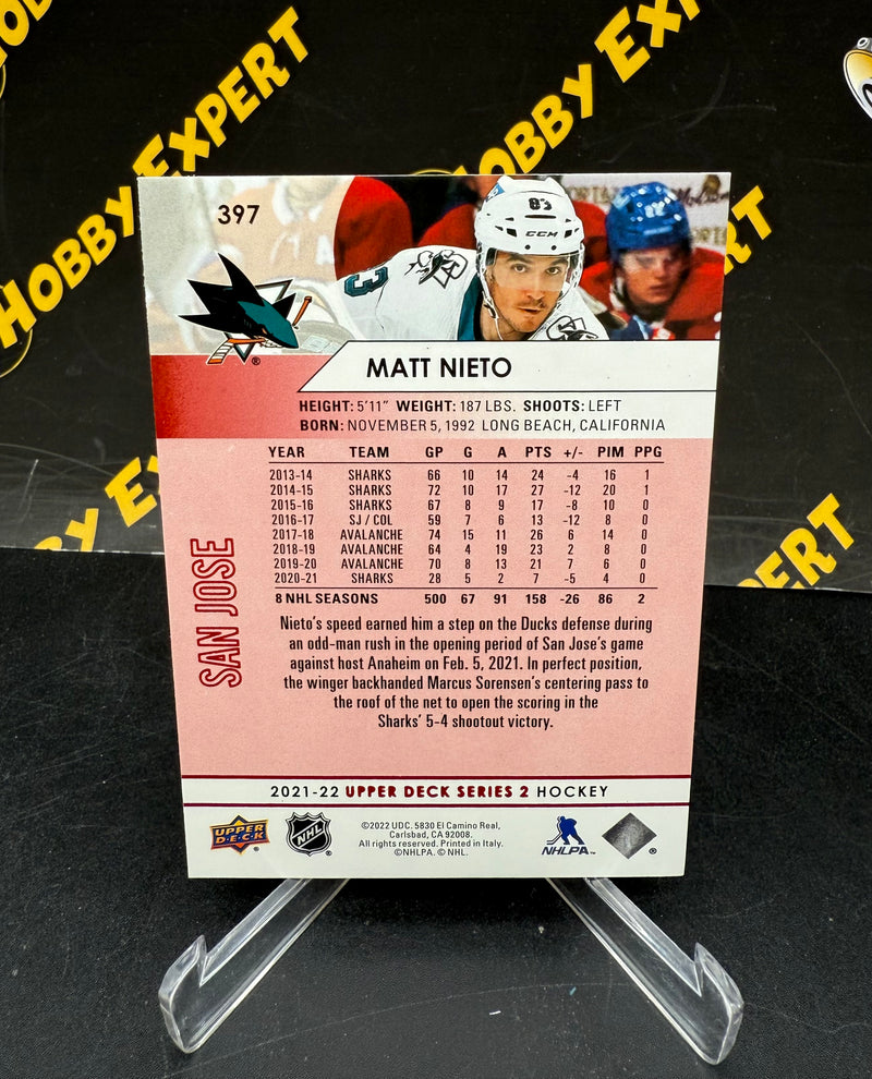 Matt Nieto Base UD Exclusives 027/100 - San Jose Sharks