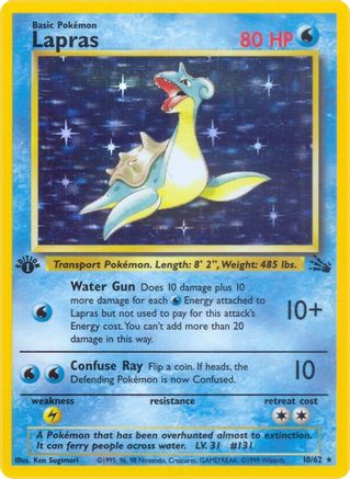 Lapras (010/62) [Fossil] 1st Edition Holofoil - Holo Rare
