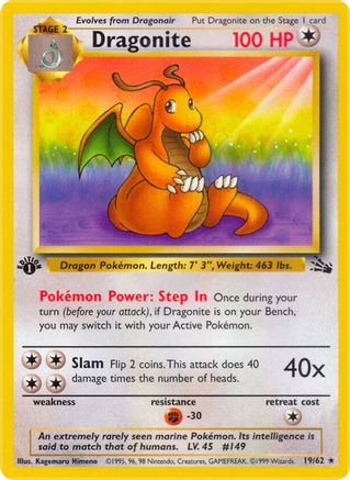 Dragonite (019/62) [Fossil] 1st Edition - Rare
