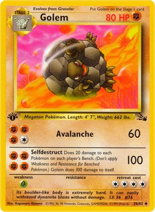 Golem (036/62) [Fossil] 1st Edition - Uncommon