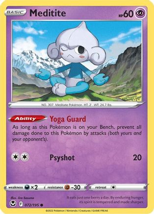 Meditite (072/195) [SWSH12 Silver Tempest] Reverse Holofoil - Common