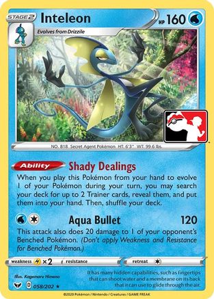 Inteleon (058) [Prize Pack Series Cards] Holofoil - Rare