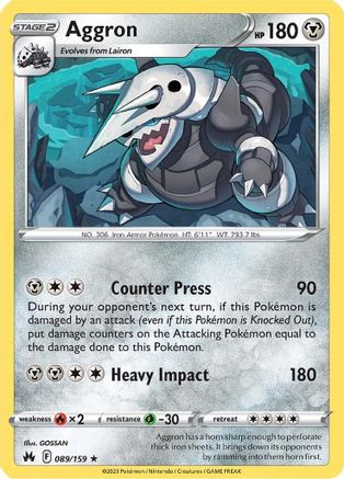 Aggron (089/159) [SWSH Crown Zenith] Reverse Holofoil - Holo Rare