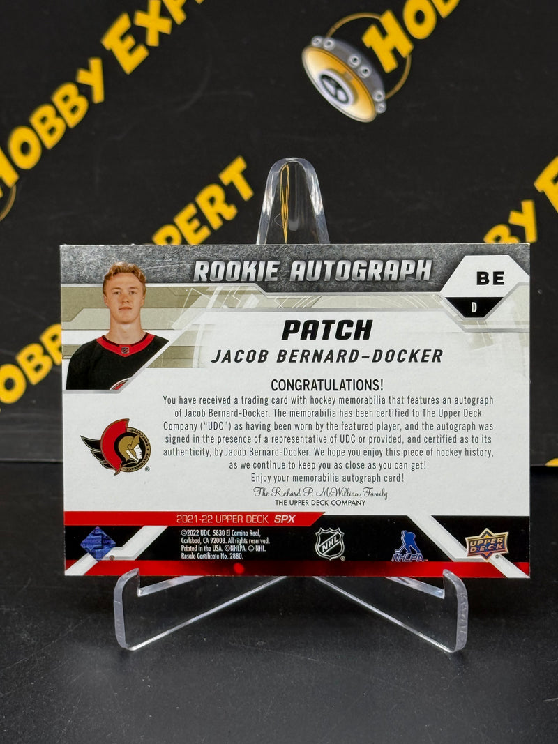 Jacob Bernard-Docker Rookie Auto Patch 25/35 - Ottawa Senators 2021-22 SPx Hockey