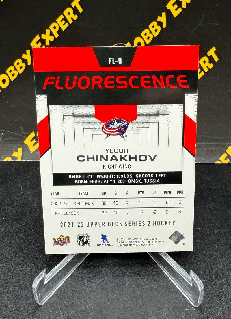 Yegor Chinakov Red Fluorescence - Columbus Blue Jackets