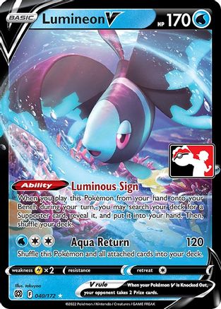 Lumineon V (40/172) [Prize Pack Series Cards] Holofoil - Ultra Rare