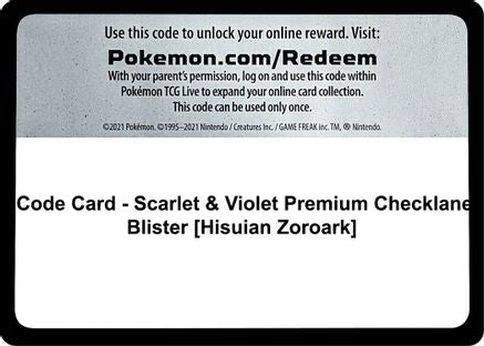 Code Card - Scarlet & Violet Premium Checklane Blister [Hisuian Zoroark] [SV01 Scarlet & Violet Base Set] - Code Card