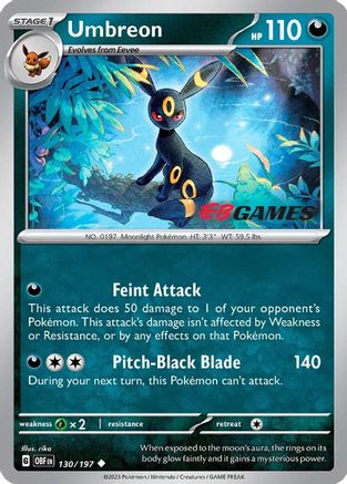 Umbreon (EBGames Exclusive) (130/197) [Miscellaneous Cards & Products] Reverse Holofoil - Promo
