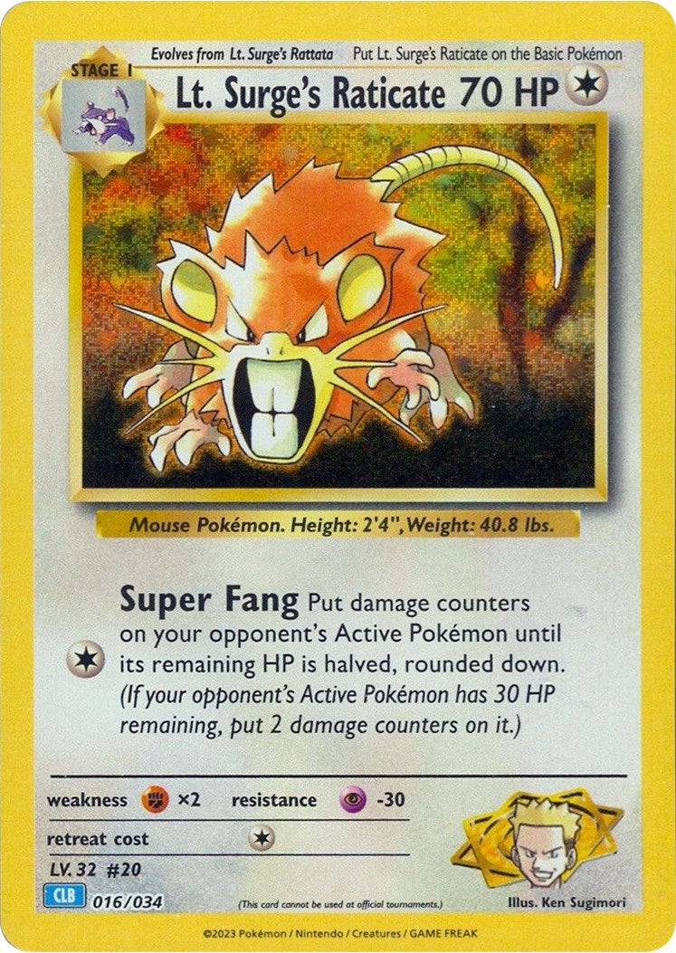 Lt. Surge's Raticate [CL - 016/034]