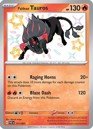 Paldean Tauros (111/091) [SV Paldean Fates] Holofoil - Shiny Rare