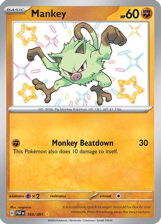 Mankey (169/091) [SV Paldean Fates] Holofoil - Shiny Rare