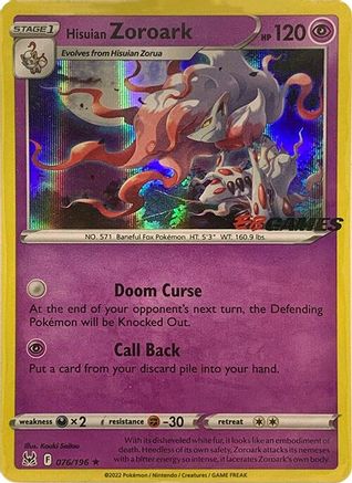 Hisuian Zoroark (EB Games Exclusive) (076/196) [Miscellaneous Cards & Products] Holofoil - Promo