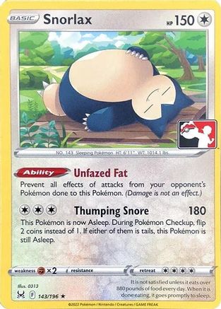 Snorlax (143/196) [Prize Pack Series Cards] - Rare