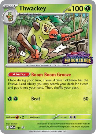 Thwackey (Prerelease) [Staff] (115) [SV Scarlet & Violet Promo Cards] Holofoil - Promo