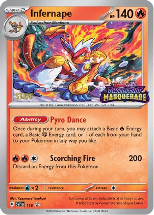 Infernape (Prerelease) [Staff] (116) [SV Scarlet & Violet Promo Cards] Holofoil - Promo
