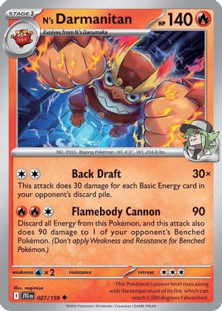 N's Darmanitan (027/159) [SV09 Journey Together] Reverse Holofoil - Uncommon