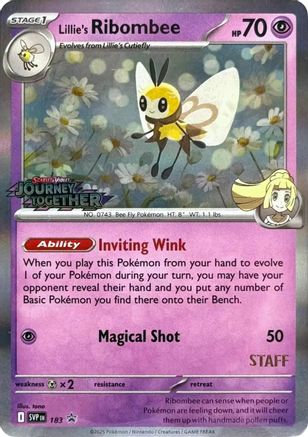 Lillie's Ribombee (Prerelease) [Staff] (183) [SV Scarlet & Violet Promo Cards] Holofoil - Promo