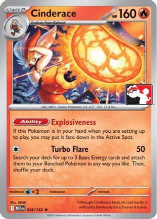 Cinderace (028/132) [Prize Pack Series Cards] Holofoil - Rare