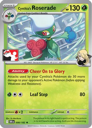 Cynthia's Roserade (008/182) [Prize Pack Series Cards] Holofoil - Rare